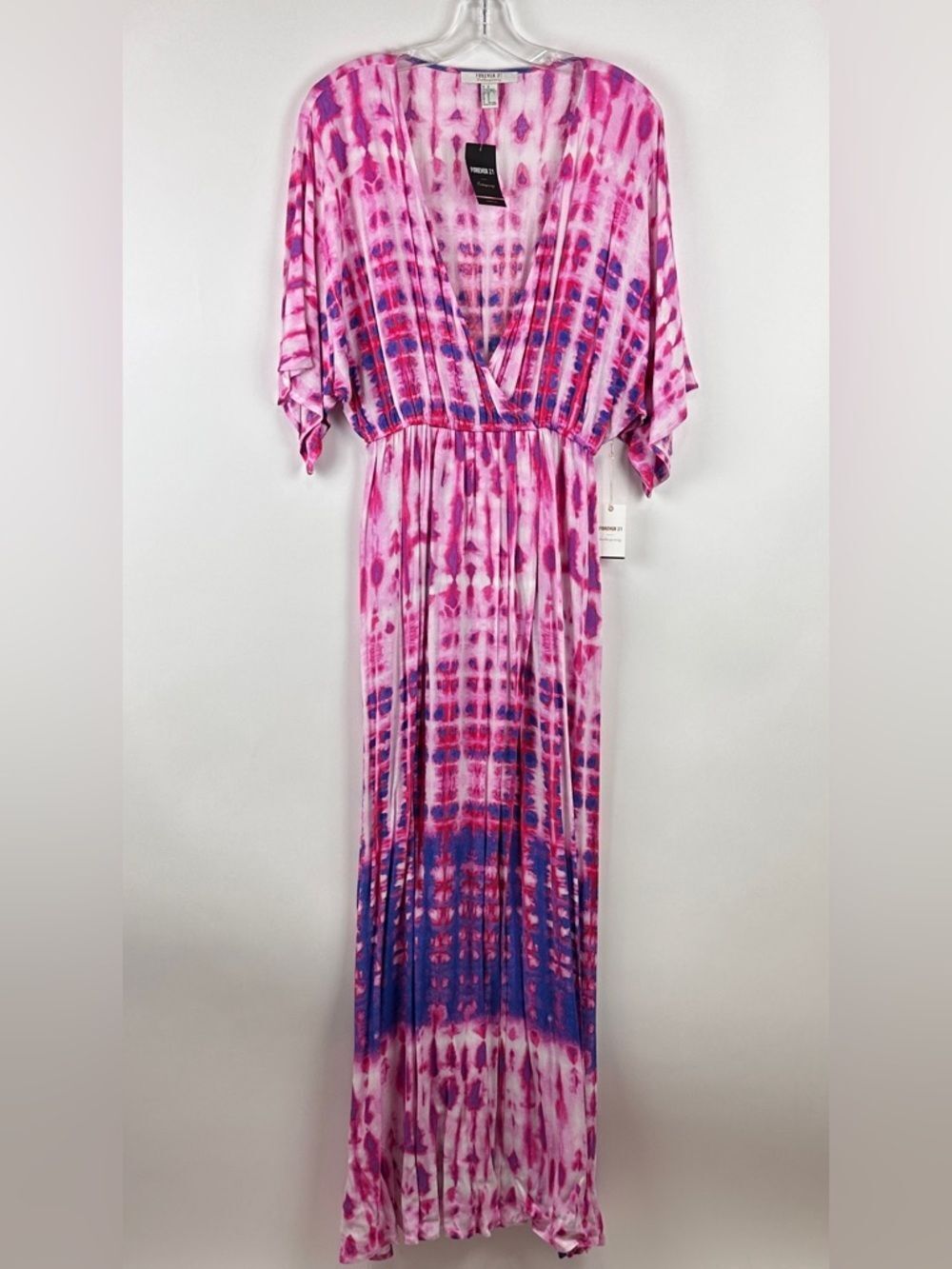 NWT Forever 21 Tie Dye Maxi Dress Front Slit Sleeveless Summer Vacation Dress M